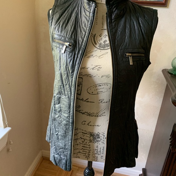 Michael Kors Black Genuine textured soft belted vest multiple zipper clo… - Picture 2 of 16